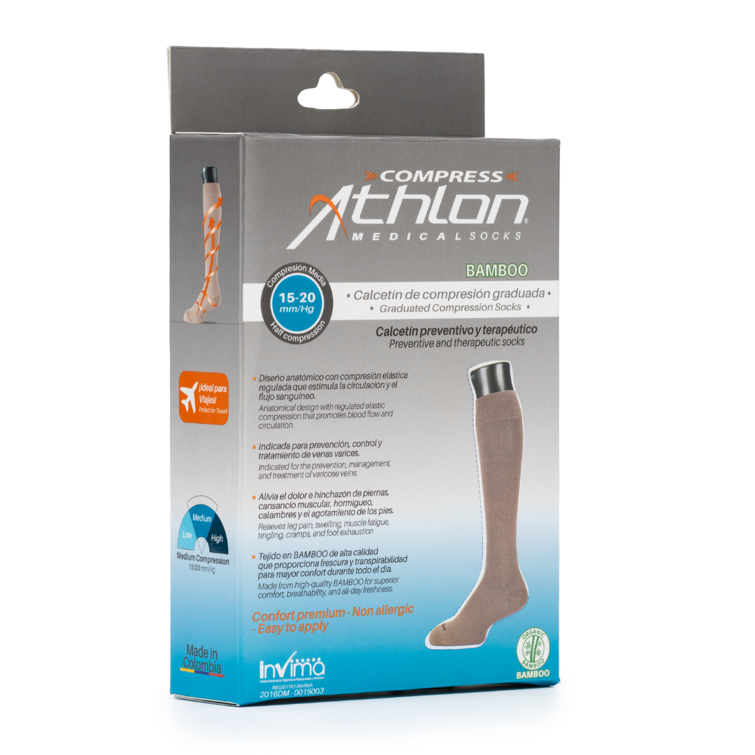 Media de compresion Graduada CMO 216 Negro Líneas intermitentes - Bamboo