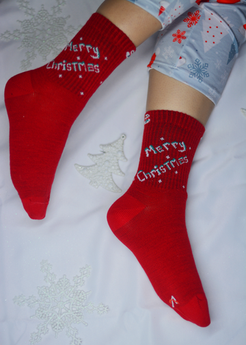 Media de Navidad Merry Christmas Roja