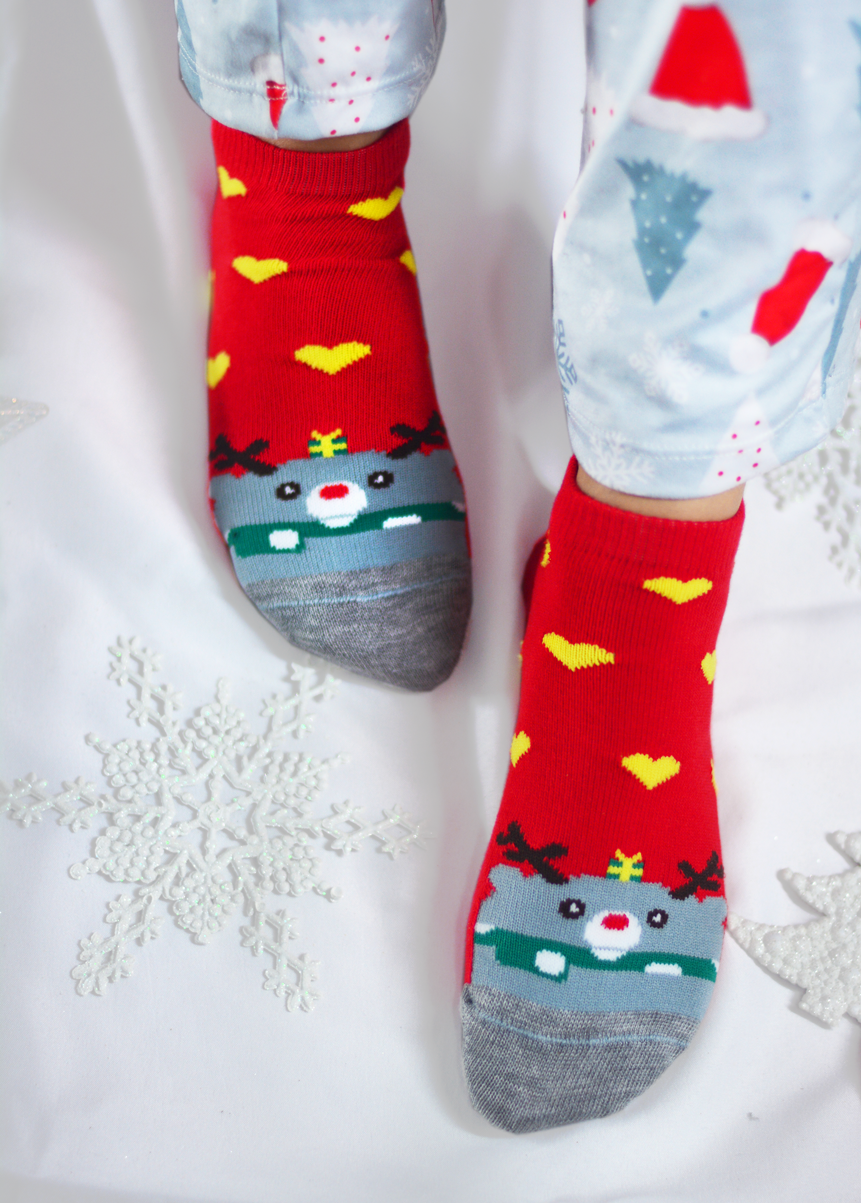 Media de Navidad Tobillera Corazones Amarillos