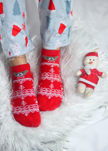 Media de Navidad Tobillera Oso Roja