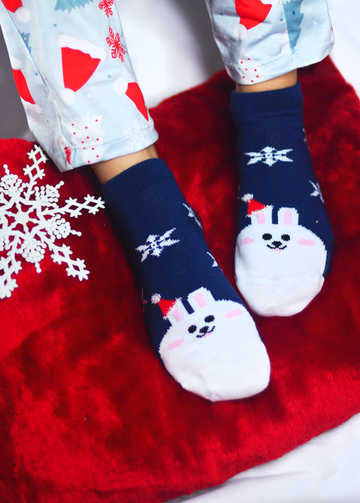 Navidad Tobillera Conejo Azul Oscuro