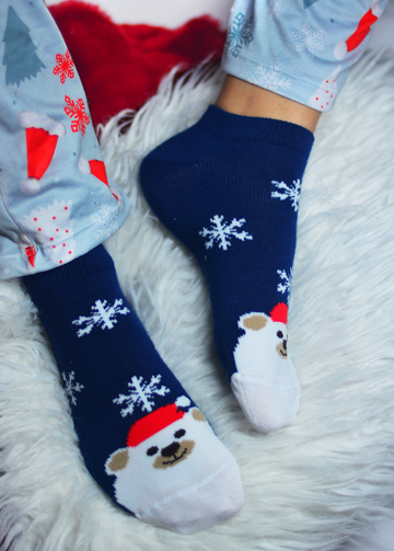 Media de Navidad Tobillera Oso Azul