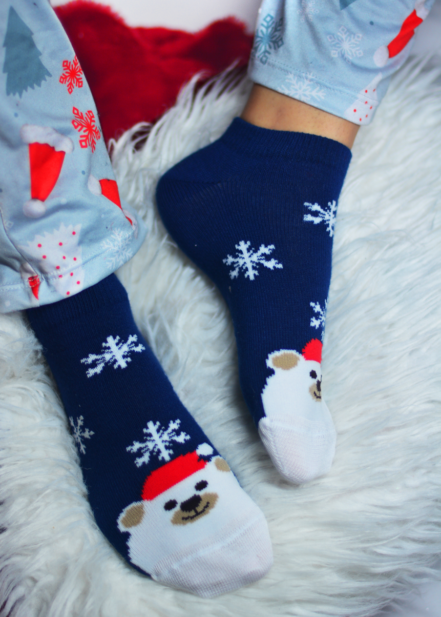 Media de Navidad Tobillera Oso Azul