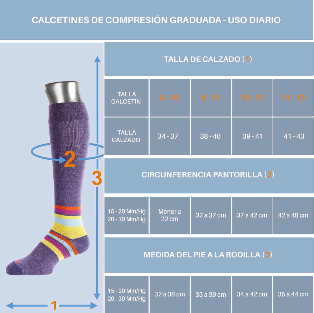 Medias de Compresión Graduada - CU107 Negras Tejido Acanalado